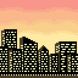 Cityscape at sunset for Pixel Dailies